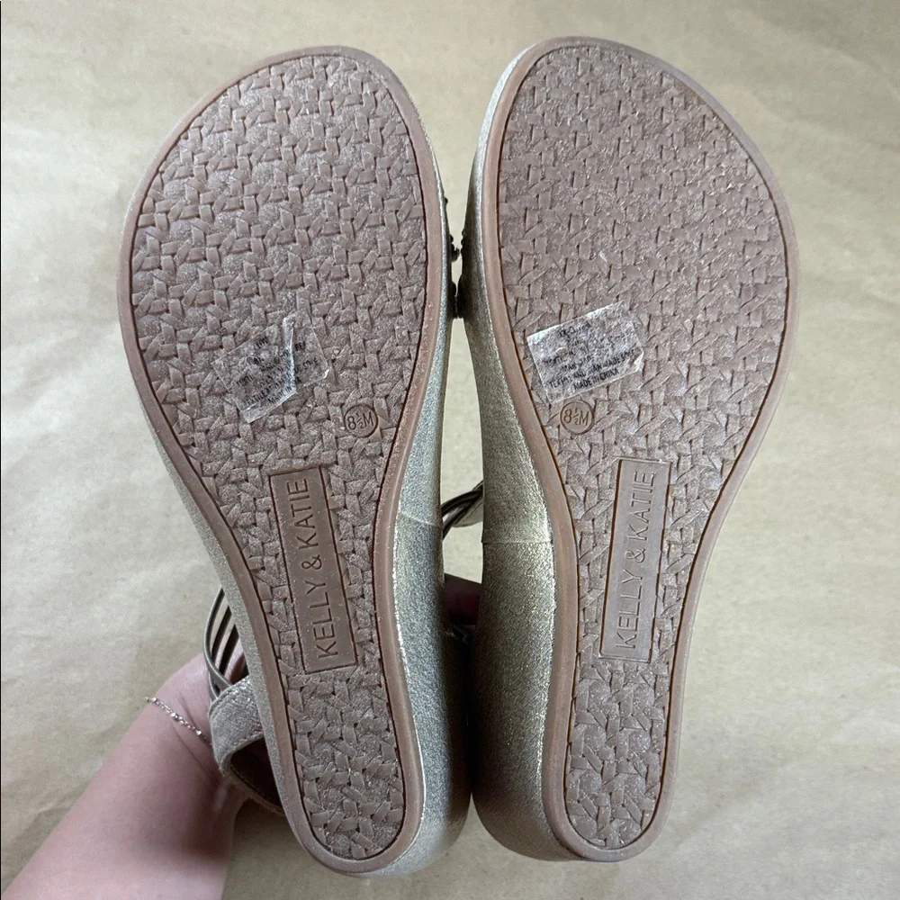 Kelly & Katie Silver Beaded Wedge Sandals